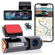 K19-kaksoisajokamera, 4K Ultra HD, GPS ja WiFi - musta