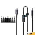 K595-8 USB-C/DC-virtajohto 140W – 8 sovitinta, digitaalinen näyttö – 1.5m – musta