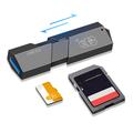 KAWAU C307 Mini kannettava USB3.0 kortinlukija SD + TF 2-in-1 kortinlukija kansi / Single Drive Letter