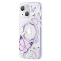 Kingxbar Butterfly Shiny iPhone 14 Hybridikotelo - Violetti
