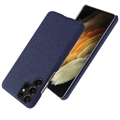 KSQ Kankaalla Päällystetty Samsung Galaxy S22 Ultra 5G Muovi Suojakuori - Sininen