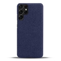 KSQ Kankaalla Päällystetty Samsung Galaxy S22 Ultra 5G Muovi Suojakuori - Sininen