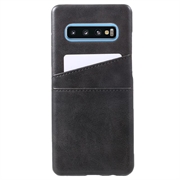 Samsung Galaxy S10 KSQ Päällystetty Muovikotelo Korttitaskuilla - Musta