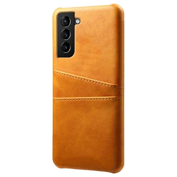 Samsung Galaxy S22 5G KSQ Päällystetty Muovikotelo Korttitaskuilla - Oranssi
