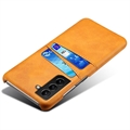 Samsung Galaxy S22 5G KSQ Päällystetty Muovikotelo Korttitaskuilla - Oranssi