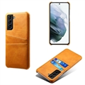 Samsung Galaxy S22 5G KSQ Päällystetty Muovikotelo Korttitaskuilla - Oranssi