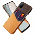 KSQ OnePlus Nord N100 Suojakuori Korttitaskulla - Ruskea