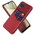 KSQ Samsung Galaxy A12 Suojakotelo Korttipaikalla - Punainen
