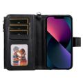 KT Multifunctional Sarja iPhone 14 Lompakkokotelo - Musta