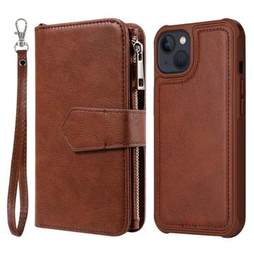 KT Multifunctional Sarja iPhone 14 Lompakkokotelo - Ruskea
