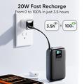 KUULAA KL-YD120 20000mAh:n varavirtalähde TFT-näytöllä ja sisäänrakennetulla USB-C-kaapelilla - 45W - harmaa