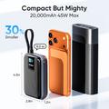 KUULAA KL-YD120 20000mAh:n varavirtalähde TFT-näytöllä ja sisäänrakennetulla USB-C-kaapelilla - 45W - harmaa