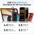 KUULAA KL-YD120 20000mAh:n varavirtalähde TFT-näytöllä ja sisäänrakennetulla USB-C-kaapelilla - 45W - harmaa