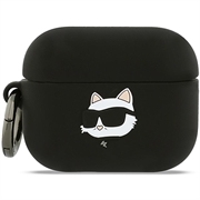 AirPods Pro 3 Karl Lagerfeld Choupette Head 3D silikonikotelo - musta