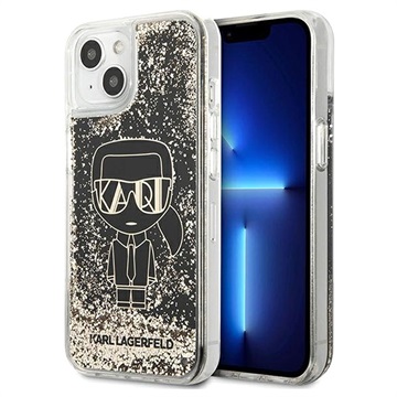 Karl Lagerfeld Gatsby Liquid Glitter iPhone 13 Mini Suojakuori - Musta