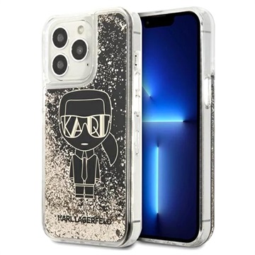 Karl Lagerfeld Gatsby Liquid Glitter iPhone 13 Pro Suojakuori - Musta