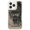 Karl Lagerfeld Gatsby Liquid Glitter iPhone 13 Pro Suojakuori - Musta