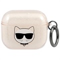 Karl Lagerfeld Glitter Choupette Head AirPods 3 TPU Suojakotelo - Kulta
