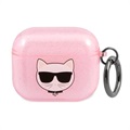 Karl Lagerfeld Glitter Choupette Head AirPods 3 TPU Suojakotelo - Pinkki