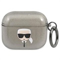 Karl Lagerfeld Glitter AirPods 3 TPU-kotelo - Musta