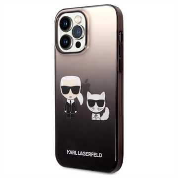 Karl Lagerfeld Gradient Karl & Choupette iPhone 14 Pro Max Suojakotelo - Musta