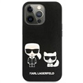 Karl Lagerfeld Ikonik Karl & Choupette iPhone 13 Pro Suojakuori - Musta