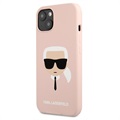 Karl Lagerfeld Karl Head iPhone 13 Silikonikuori - Vaaleanpunainen