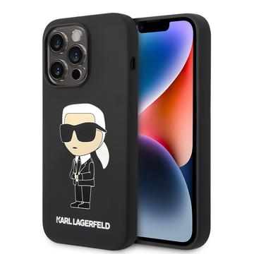 iPhone 15 Pro Max Karl Lagerfeld Ikonik Silikonikuori - Musta