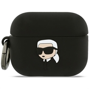 AirPods Pro 3 Karl Lagerfeld Karl Head 3D Silikonikotelo - Musta