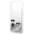 Karl Lagerfeld Liquid Glitter Karl & Choupette iPhone 13 Pro Suojakotelo - Hopea
