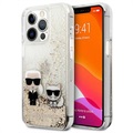 Karl Lagerfeld Liquid Glitter Karl & Choupette iPhone 13 Pro Max Suojakotelo - Kulta