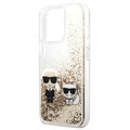 Karl Lagerfeld Liquid Glitter Karl & Choupette iPhone 13 Pro Max Suojakotelo - Kulta