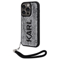 iPhone 13 Pro Karl Lagerfeld Reversible Sequins Suojakuori - Musta / Hopea