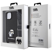 iPhone 15 Plus Karl Lagerfeld Saffiano Crossbody Metal Karl & Choupette Kotelo - Musta