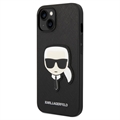 Karl Lagerfeld Saffiano Karl\'s Head iPhone 14 Suojakuori - Musta
