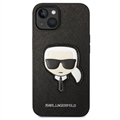Karl Lagerfeld Saffiano Karl\'s Head iPhone 14 Suojakuori - Musta