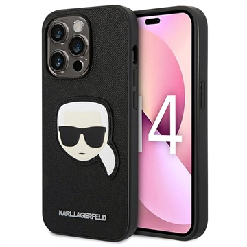 Karl Lagerfeld Saffiano Karl\'s Head iPhone 14 Pro Max Suojakuori - Musta