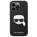 Karl Lagerfeld Saffiano Karl\'s Head iPhone 14 Pro Max Suojakuori - Musta