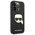 Karl Lagerfeld Saffiano Karl\'s Head iPhone 14 Pro Max Suojakuori - Musta