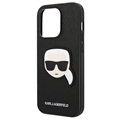 Karl Lagerfeld Saffiano Karl\'s Head iPhone 14 Pro Max Suojakuori - Musta