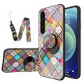 Ruutukuviollinen Samsung Galaxy S23 5G Hybridikotelo - Värikäs Mandala