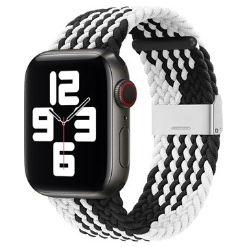 Apple Watch Series Ultra 2/Ultra/9/8/SE (2022)/7/SE/6/5/4/3/2/1 Neulottu Ranneke - 49mm/45mm/44mm/42mm - Musta / Valkoinen