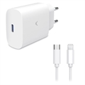 Dux Ducis C60 USB-C-laturi Lightning-kaapelilla - 20W - Valkoinen