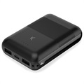 Ksix Slim USB-C & 2xUSB Varavirtalähde - 10000mAh - Musta