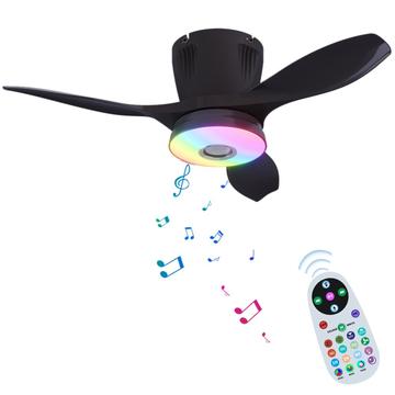 LEC016R RGB-kattotuuletinvalo Bluetooth-kaiuttimella - musta