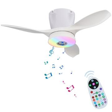 LEC016R RGB-kattotuuletinvalo Bluetooth-kaiuttimella - valkoinen