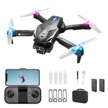 LU600 Kokoontaitettava esteiden välttämiseen tarkoitettu RC-drone viileällä valolla - musta