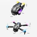 LU600 Kokoontaitettava esteiden välttämiseen tarkoitettu RC-drone viileällä valolla - musta