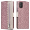 Lace Pattern Laadukas Samsung Galaxy A52 5G, Galaxy A52s Lompakkokotelo - Pinkki