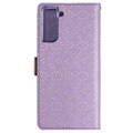Lace Pattern Laadukas Samsung Galaxy S21 FE 5G Lompakkokotelo - Violetti